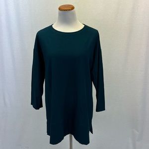 Eileen Fisher Teal Viscose Nylon Spandex Long Sleeve Top Sz. S